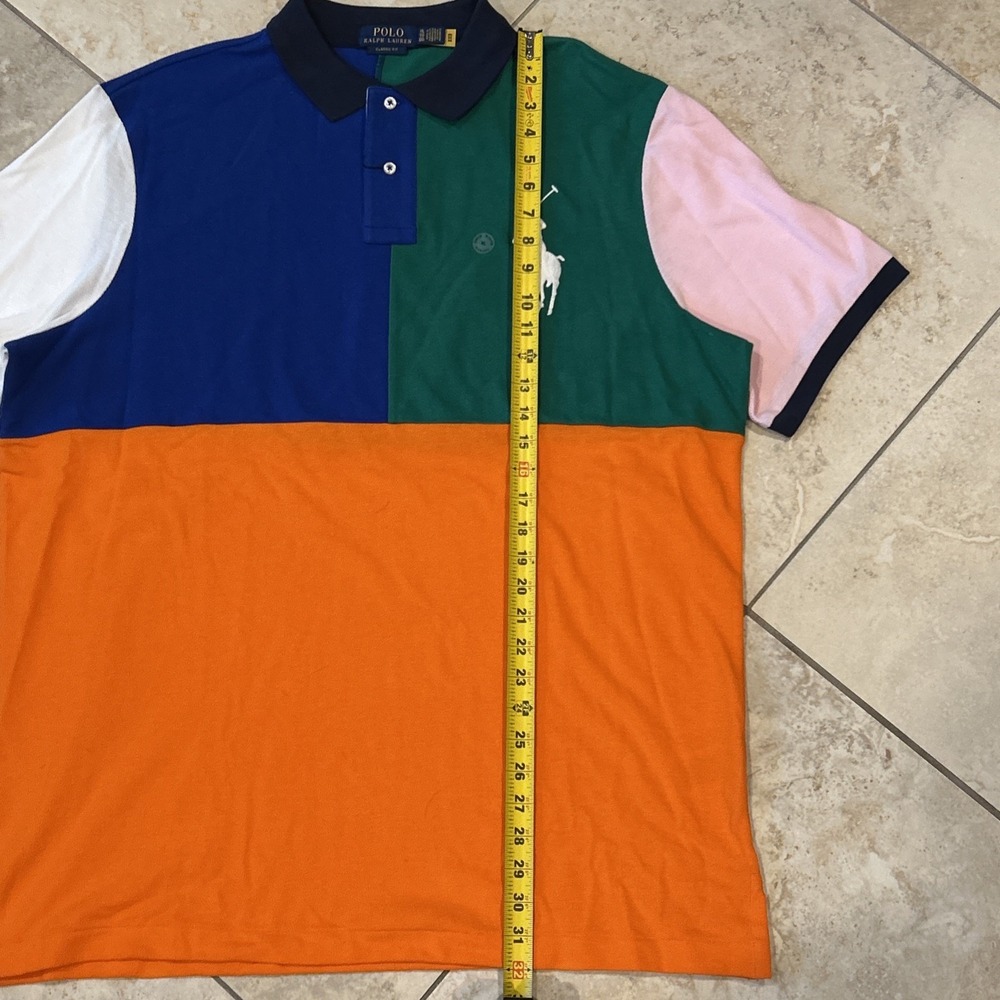 Polo Ralph Lauren Shirt Mens XL Multi Colorblock Big Pony Mesh Pique Player Polo - Picture 8 of 11